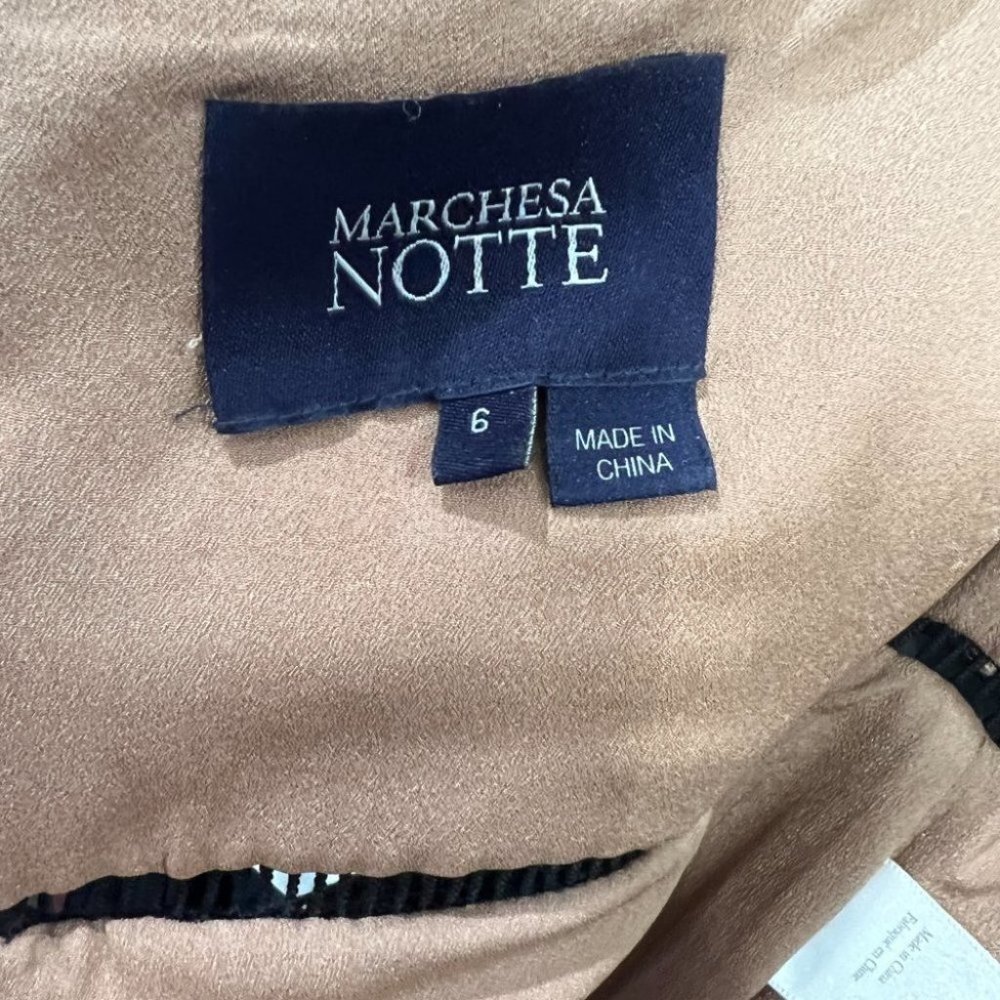 Marchesa Notte Black Guipure Lace Trumpet Midi Dress $895 - Picture 13 of 14